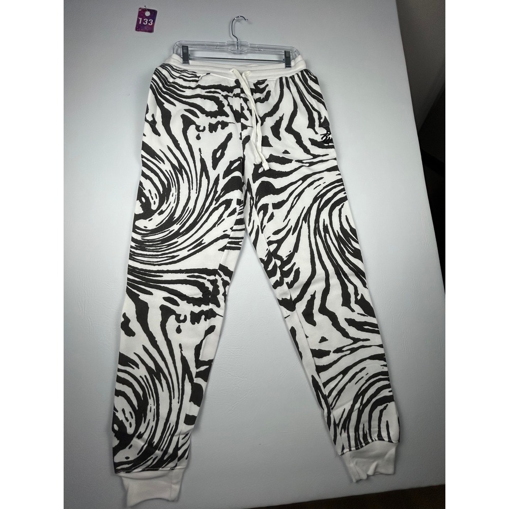Rocawear Mens Fleece Jogger Pants Large White Black Swirl Zebra Print NWT - Picture 2 of 5